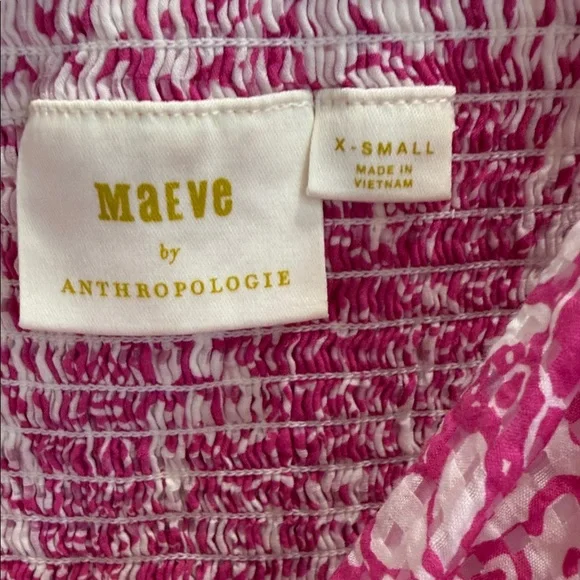 Anthropologie Pink Floral Puff Sleeve Blouse - Picture 3 of 6
